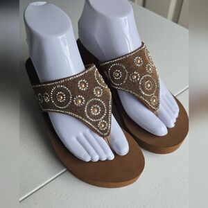 Sun & Sky Beach Embelished WedgeSandals size M (7-8)